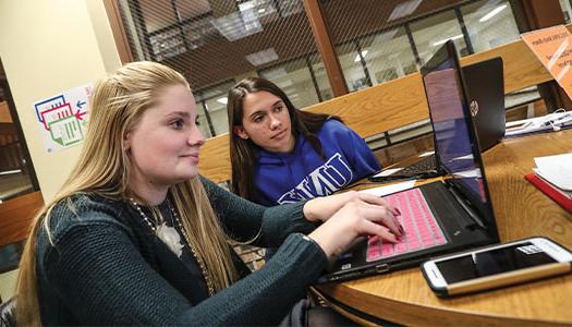 Students viewing a laptop